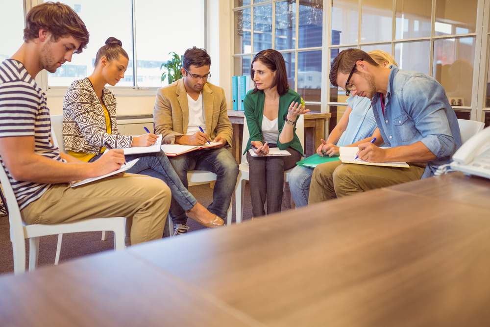 team during a brainstorming session